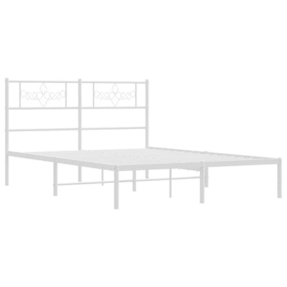 Metal Bed Frame without Mattress with Headboard White 135x190cm