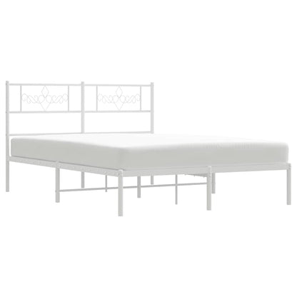 Metal Bed Frame without Mattress with Headboard White 135x190cm