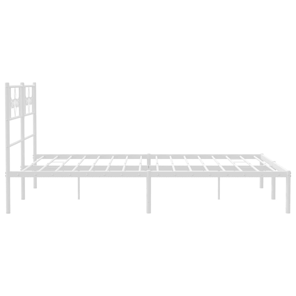 Metal Bed Frame without Mattress with Headboard White 135x190cm