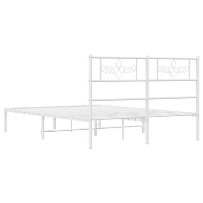 Metal Bed Frame without Mattress with Headboard White 150x200cm