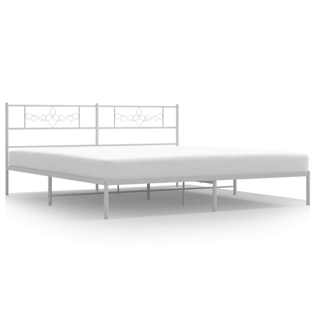 Bed Frame | White | Powder-Coated Steel | Double | Bed Frame