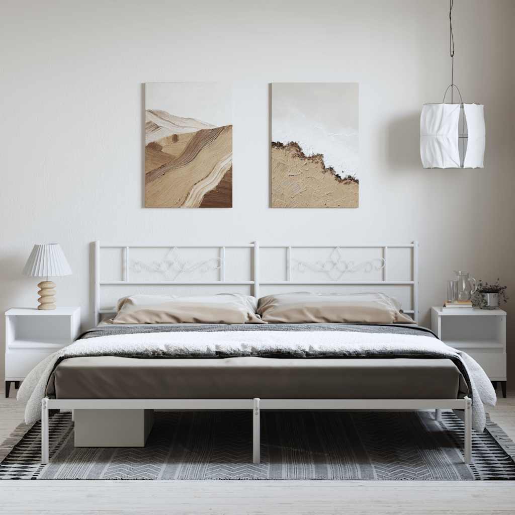Bed Frame | White | Powder-Coated Steel | Double | Bed Frame