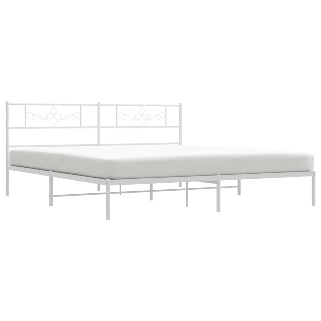 Bed Frame | White | Powder-Coated Steel | Double | Bed Frame