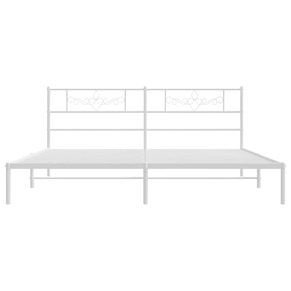 Bed Frame | White | Powder-Coated Steel | Double | Bed Frame