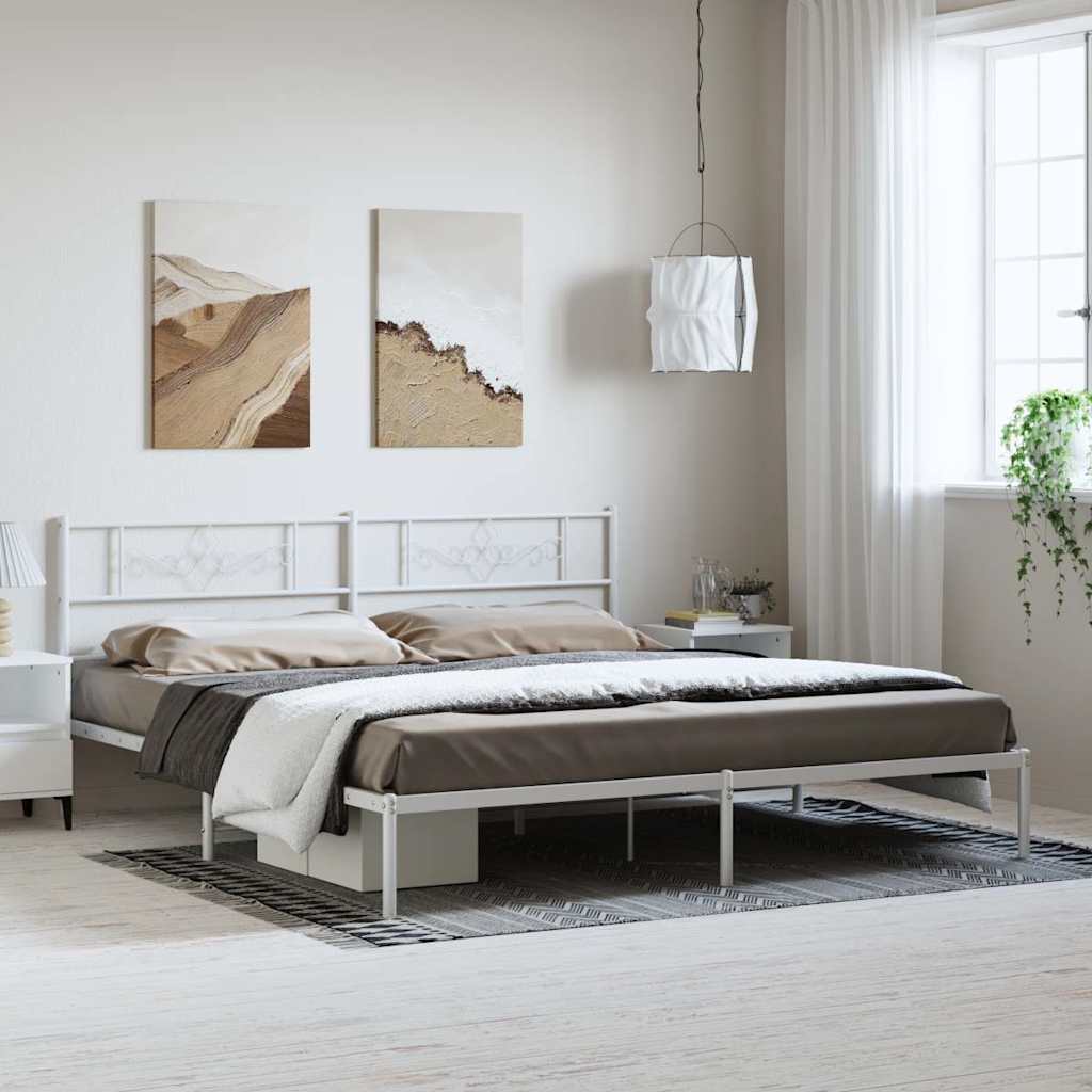 Bed Frame | White | Powder-Coated Steel | Double | Bed Frame