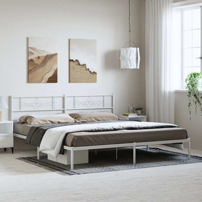 Bed Frame | White | Powder-Coated Steel | Double | Bed Frame