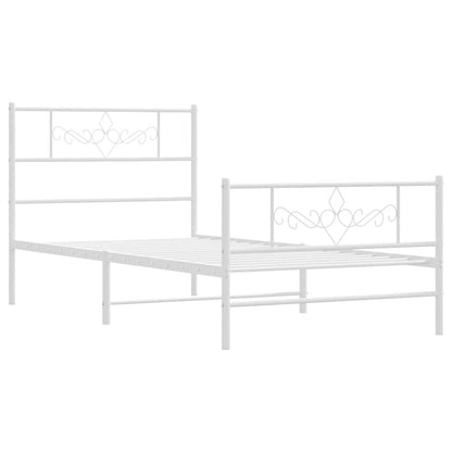 Metal Bed Frame without Mattress with Footboard White 100x200cm