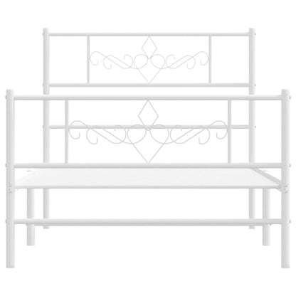 Metal Bed Frame without Mattress with Footboard White 100x200cm