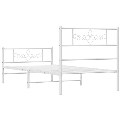 Metal Bed Frame without Mattress with Footboard White 100x200cm