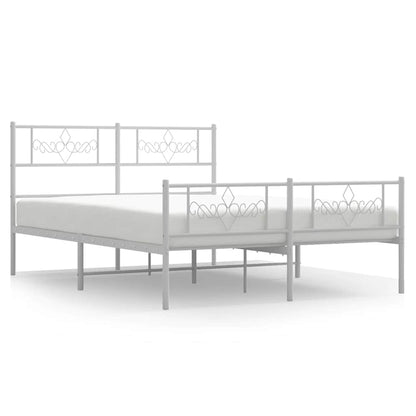Metal Bed Frame without Mattress with Footboard White 150x200cm