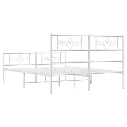 Metal Bed Frame without Mattress with Footboard White 150x200cm