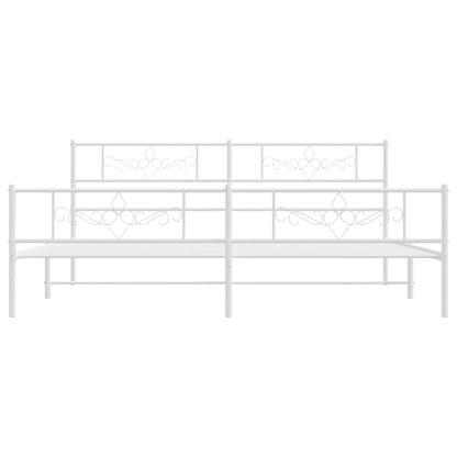 Metal Bed Frame without Mattress with Footboard White 193x203cm