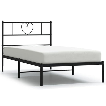 Metal Bed Frame without Mattress with Headboard Black 80x200cm