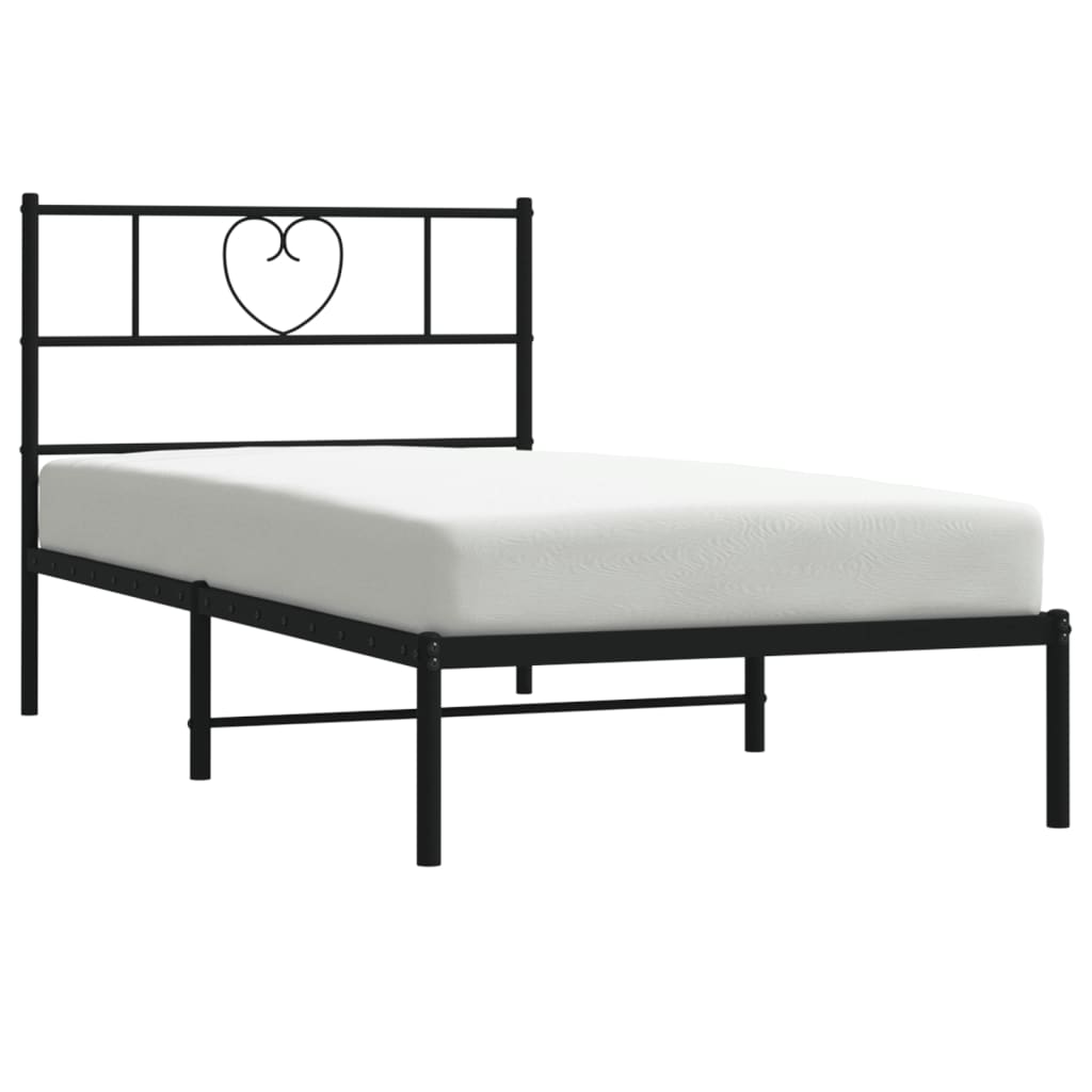 Metal Bed Frame without Mattress with Headboard Black 80x200cm
