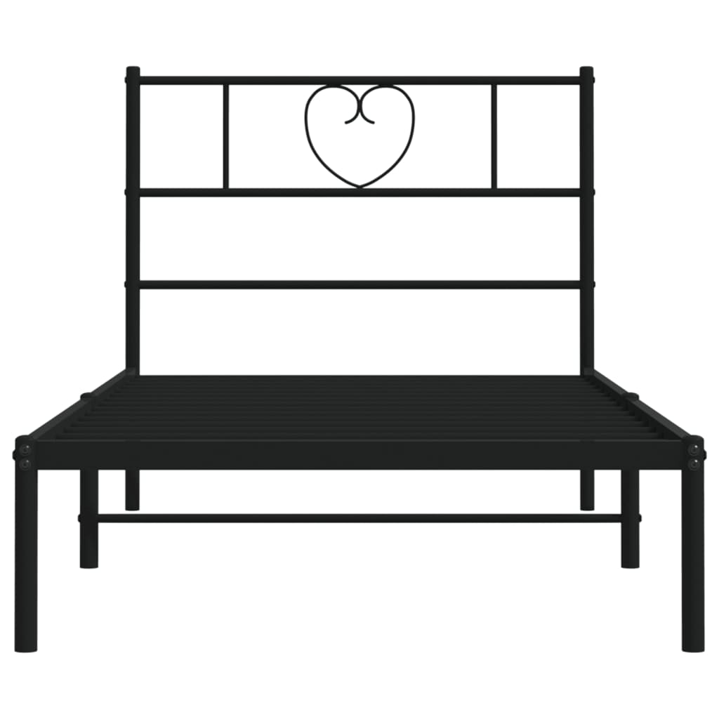Metal Bed Frame without Mattress with Headboard Black 80x200cm