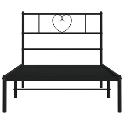Metal Bed Frame without Mattress with Headboard Black 80x200cm