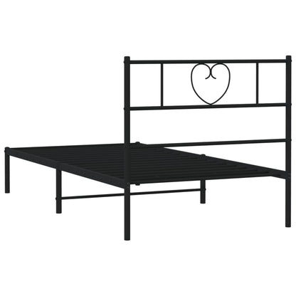 Metal Bed Frame without Mattress with Headboard Black 80x200cm