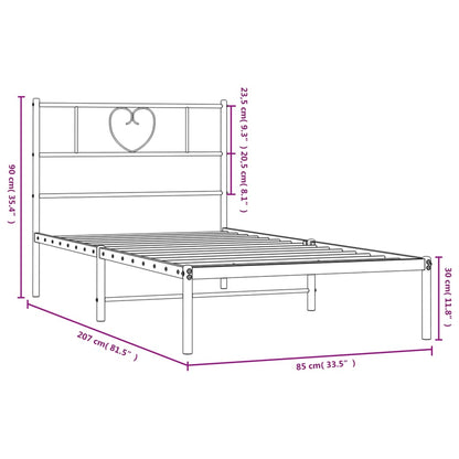 Metal Bed Frame without Mattress with Headboard Black 80x200cm