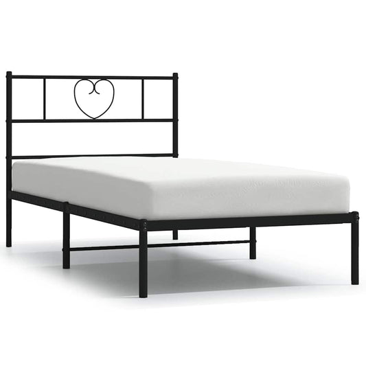 Metal Bed Frame without Mattress with Headboard Black 100x200cm