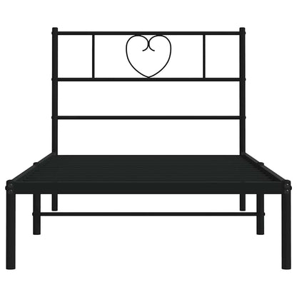 Metal Bed Frame without Mattress with Headboard Black 100x200cm