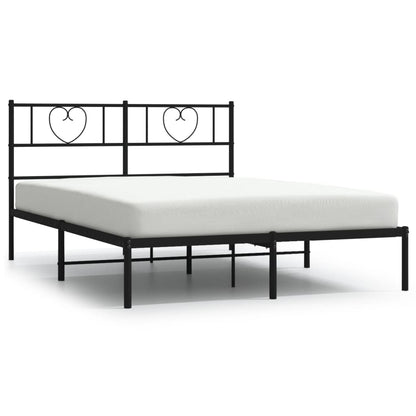 Metal Bed Frame without Mattress with Headboard Black 120x200cm