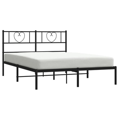 Metal Bed Frame without Mattress with Headboard Black 120x200cm