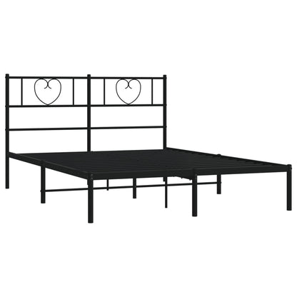 Metal Bed Frame without Mattress with Headboard Black 120x200cm