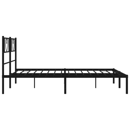 Metal Bed Frame without Mattress with Headboard Black 120x200cm