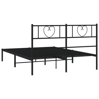 Metal Bed Frame without Mattress with Headboard Black 120x200cm