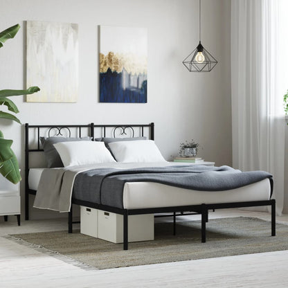 Metal Bed Frame without Mattress with Headboard Black 120x200cm