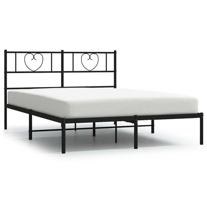 Metal Bed Frame without Mattress with Headboard Black 135x190cm