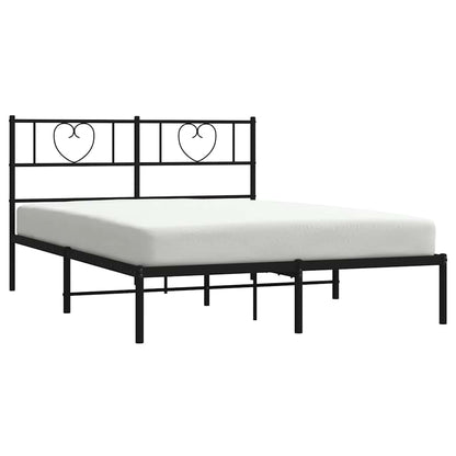 Metal Bed Frame without Mattress with Headboard Black 135x190cm