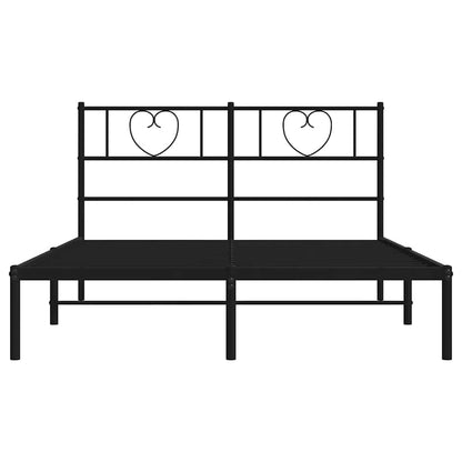 Metal Bed Frame without Mattress with Headboard Black 135x190cm