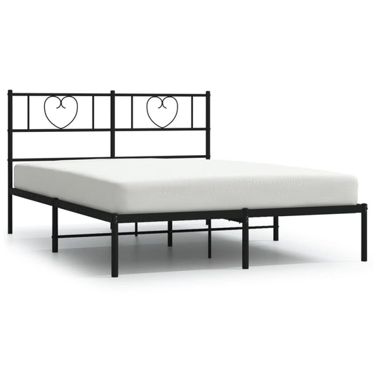 Metal Bed Frame without Mattress with Headboard Black 140x200cm