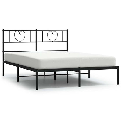 Metal Bed Frame without Mattress with Headboard Black 150x200cm