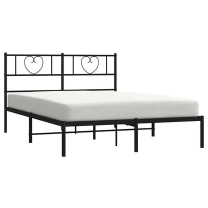 Metal Bed Frame without Mattress with Headboard Black 150x200cm