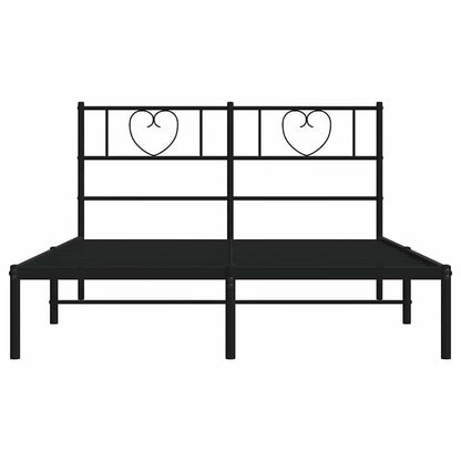 Metal Bed Frame without Mattress with Headboard Black 150x200cm