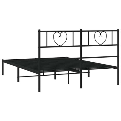 Metal Bed Frame without Mattress with Headboard Black 150x200cm