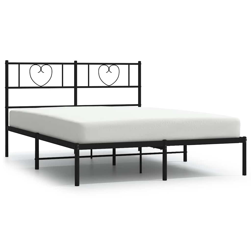 Metal Bed Frame without Mattress with Headboard Black 160x200cm