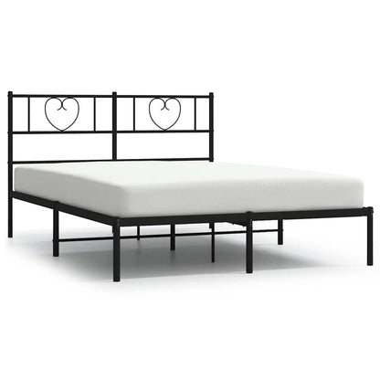 Metal Bed Frame without Mattress with Headboard Black 160x200cm