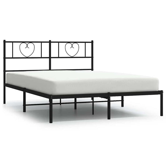 Metal Bed Frame without Mattress with Headboard Black 160x200cm