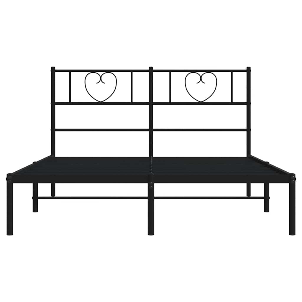 Metal Bed Frame without Mattress with Headboard Black 160x200cm