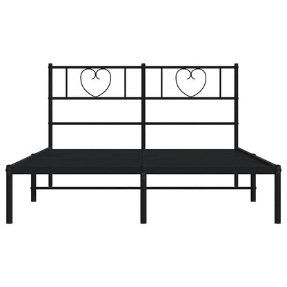 Metal Bed Frame without Mattress with Headboard Black 160x200cm