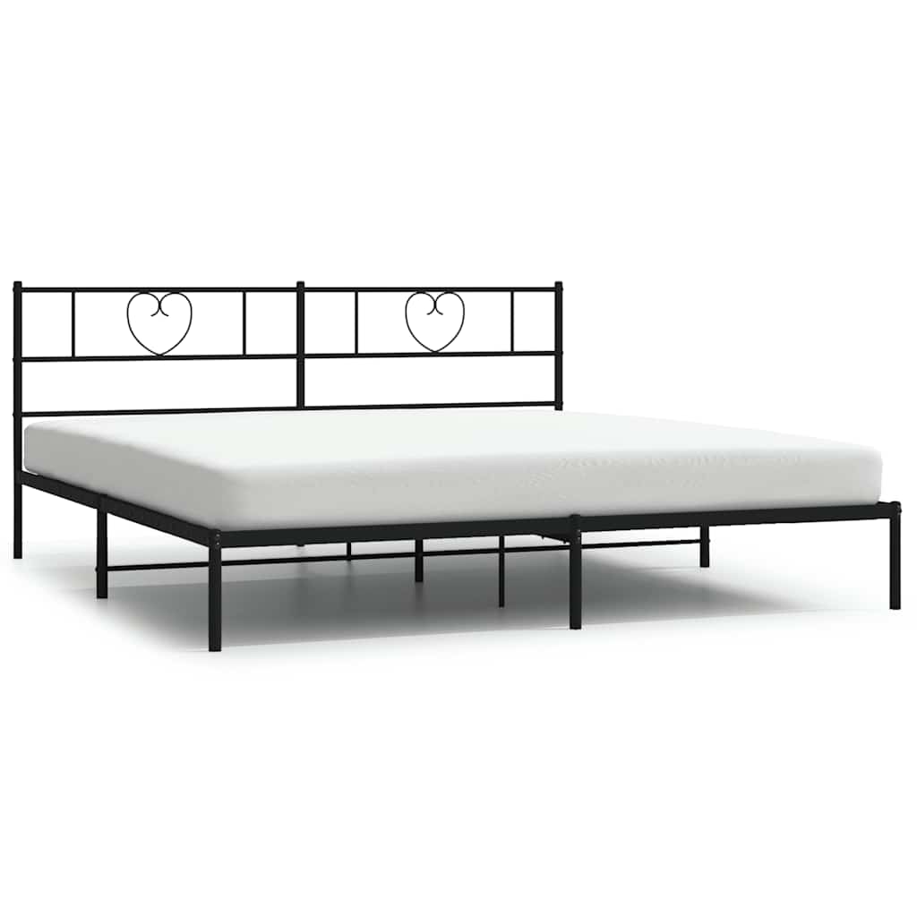 Metal Bed Frame without Mattress with Headboard Black 180x200cm