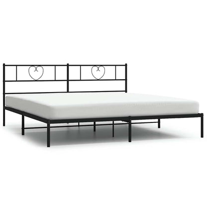 Metal Bed Frame without Mattress with Headboard Black 180x200cm