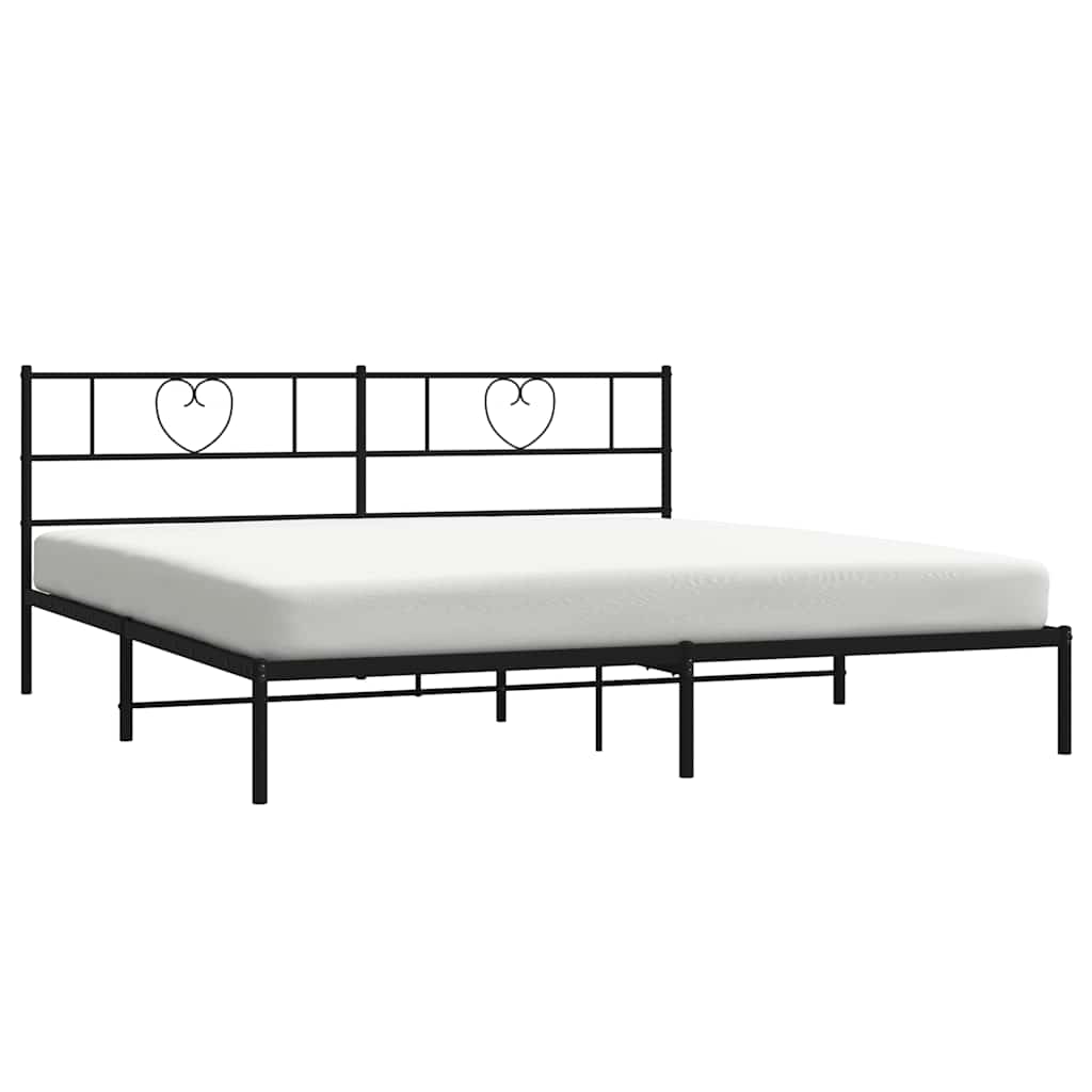 Metal Bed Frame without Mattress with Headboard Black 180x200cm