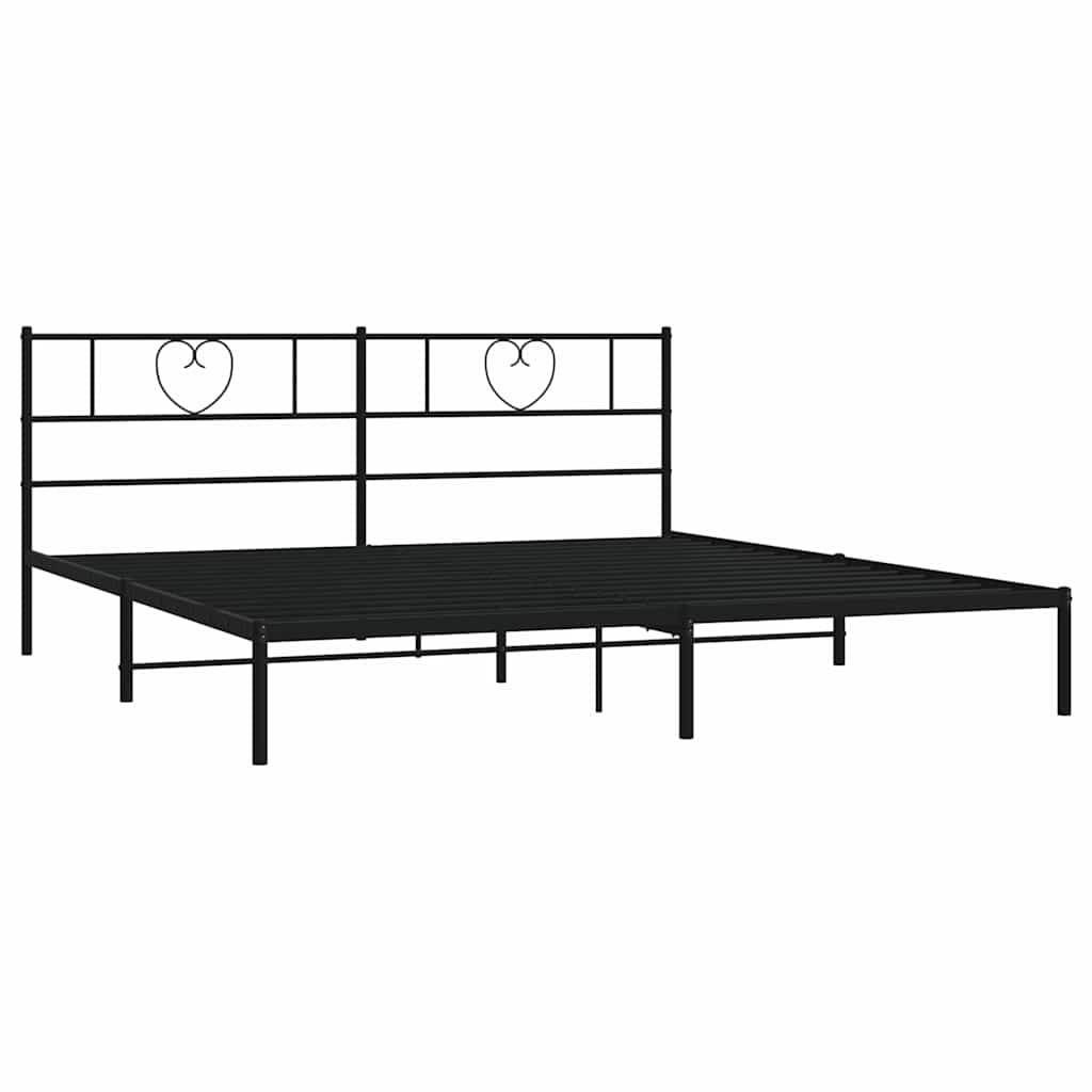 Metal Bed Frame without Mattress with Headboard Black 180x200cm