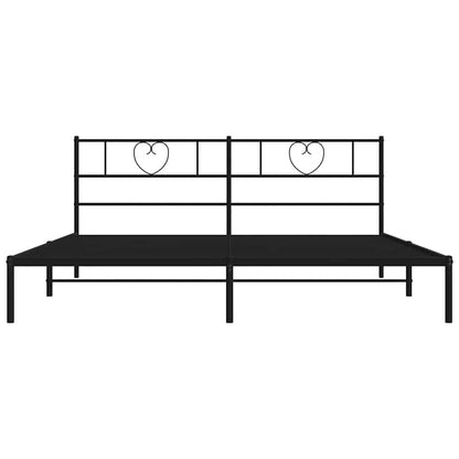 Metal Bed Frame without Mattress with Headboard Black 180x200cm