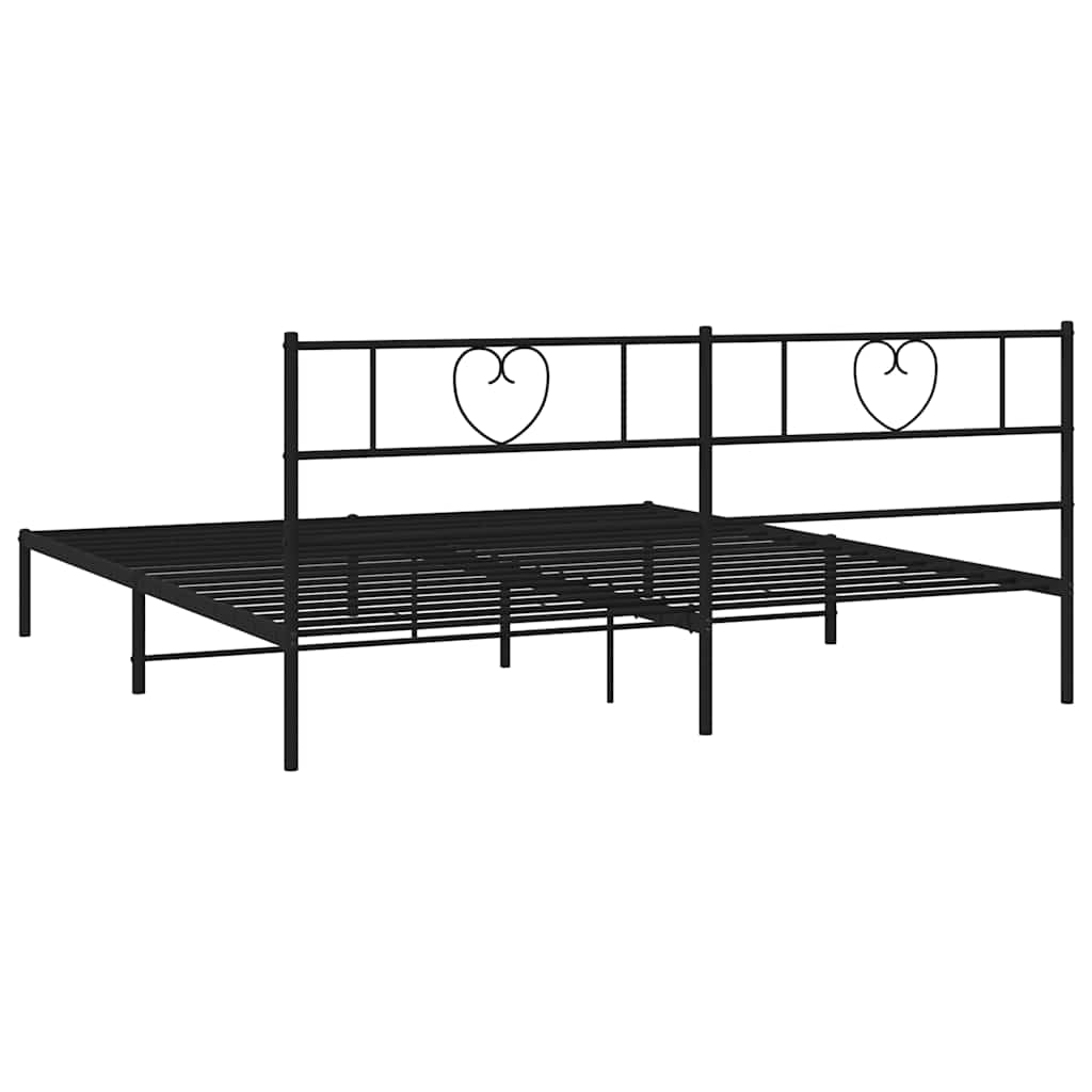 Metal Bed Frame without Mattress with Headboard Black 180x200cm