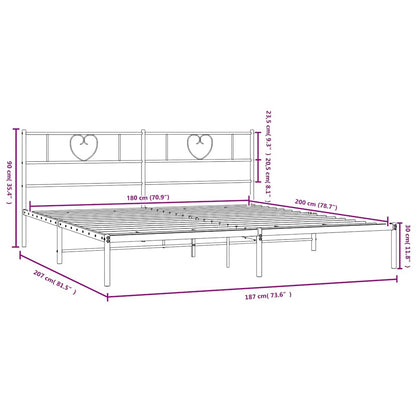 Metal Bed Frame without Mattress with Headboard Black 180x200cm